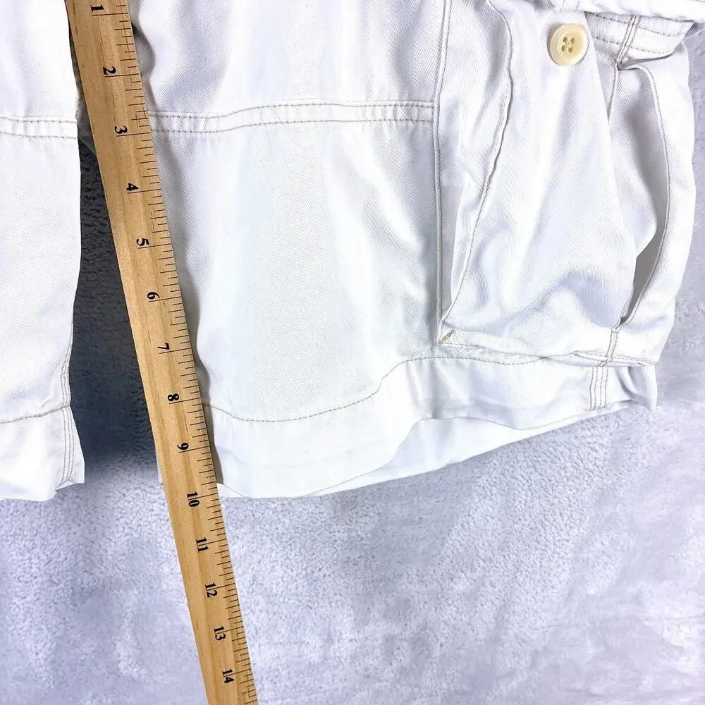 VTG Polo Ralph Lauren Cargo Shorts Mens 34 White Y2K Preppy Baggy Skate Military